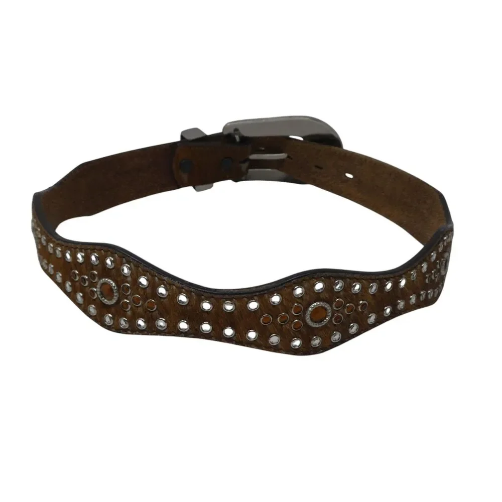 3D Belt Company Rhinestone Bling Leather Calfhair Western Belt
